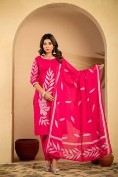 Ruby Red Cotton Fit & Flare Dress