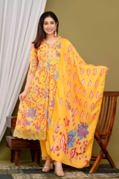 Cotton Shifflee 3 Pc Suit Yellow