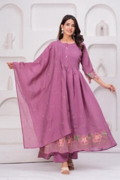 Embroidery Mal Chanderi 3 Pc Suit