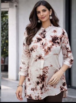 Tie Dye Print Cotton Short Kurti